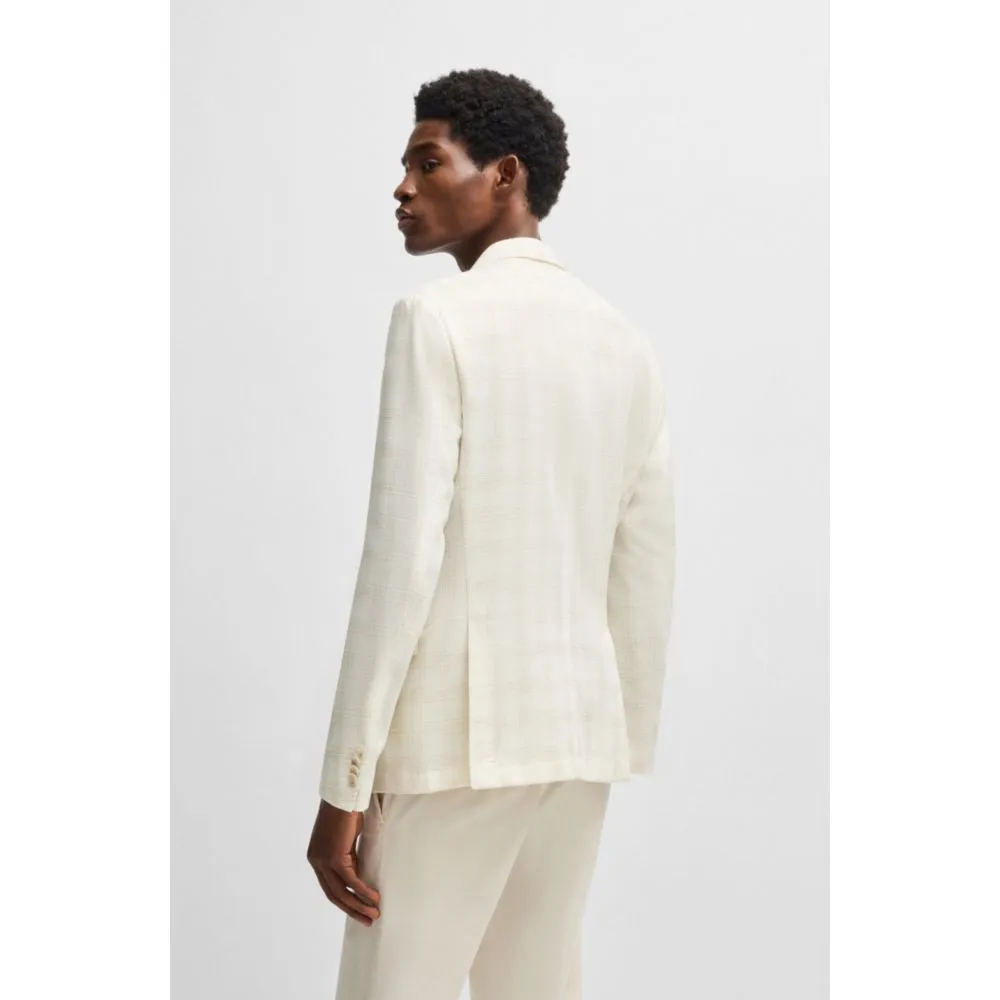 Slim-fit suit jacket in a checked wool blend