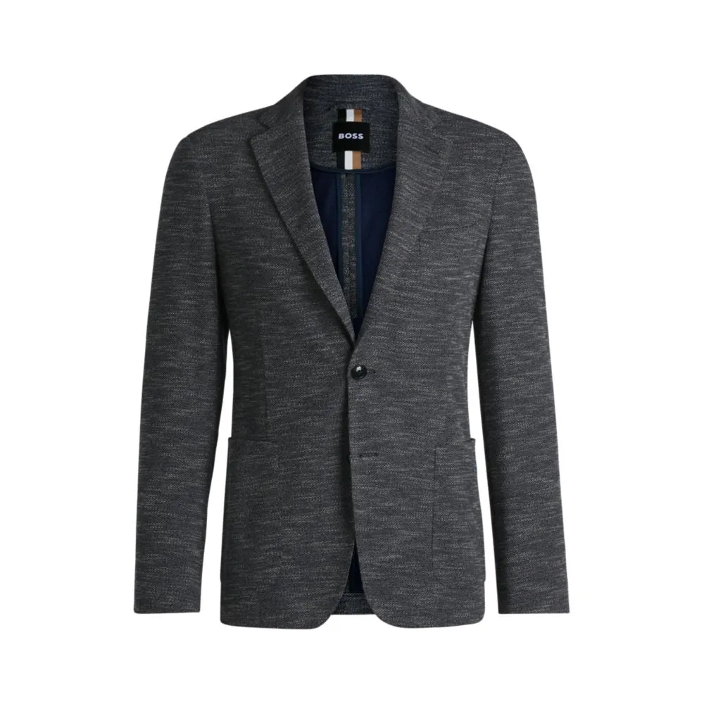 Slim-fit suit jacket in micro-patterned stretch fabric