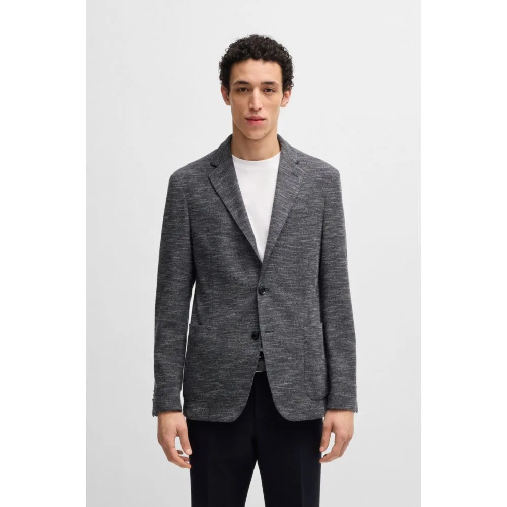 Slim-fit suit jacket in micro-patterned stretch fabric