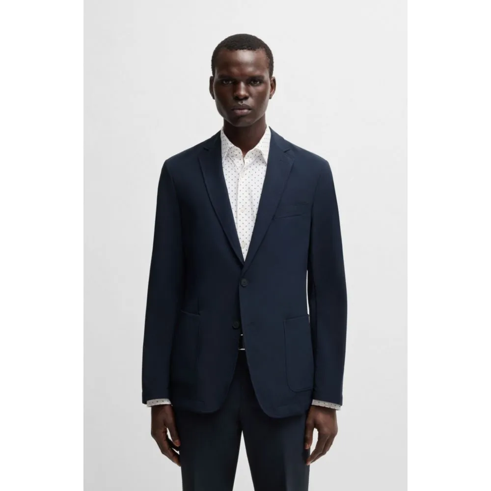 Slim-fit suit jacket in travel-friendly stretch softshell