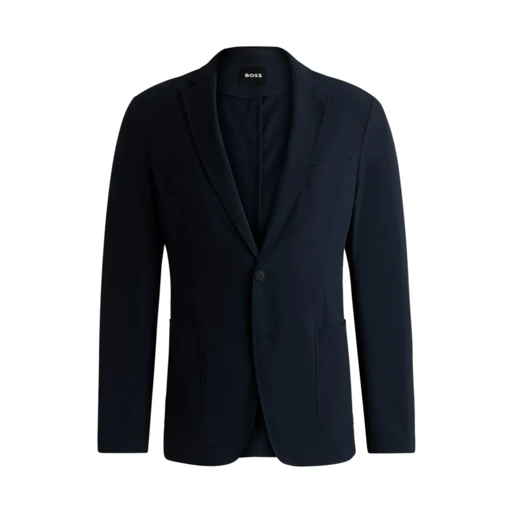 Slim-fit suit jacket in travel-friendly stretch softshell
