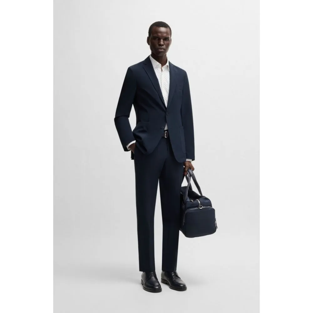 Slim-fit suit jacket in travel-friendly stretch softshell