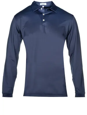 Solid Stretch Jersey Long Sleeve Polo Navy