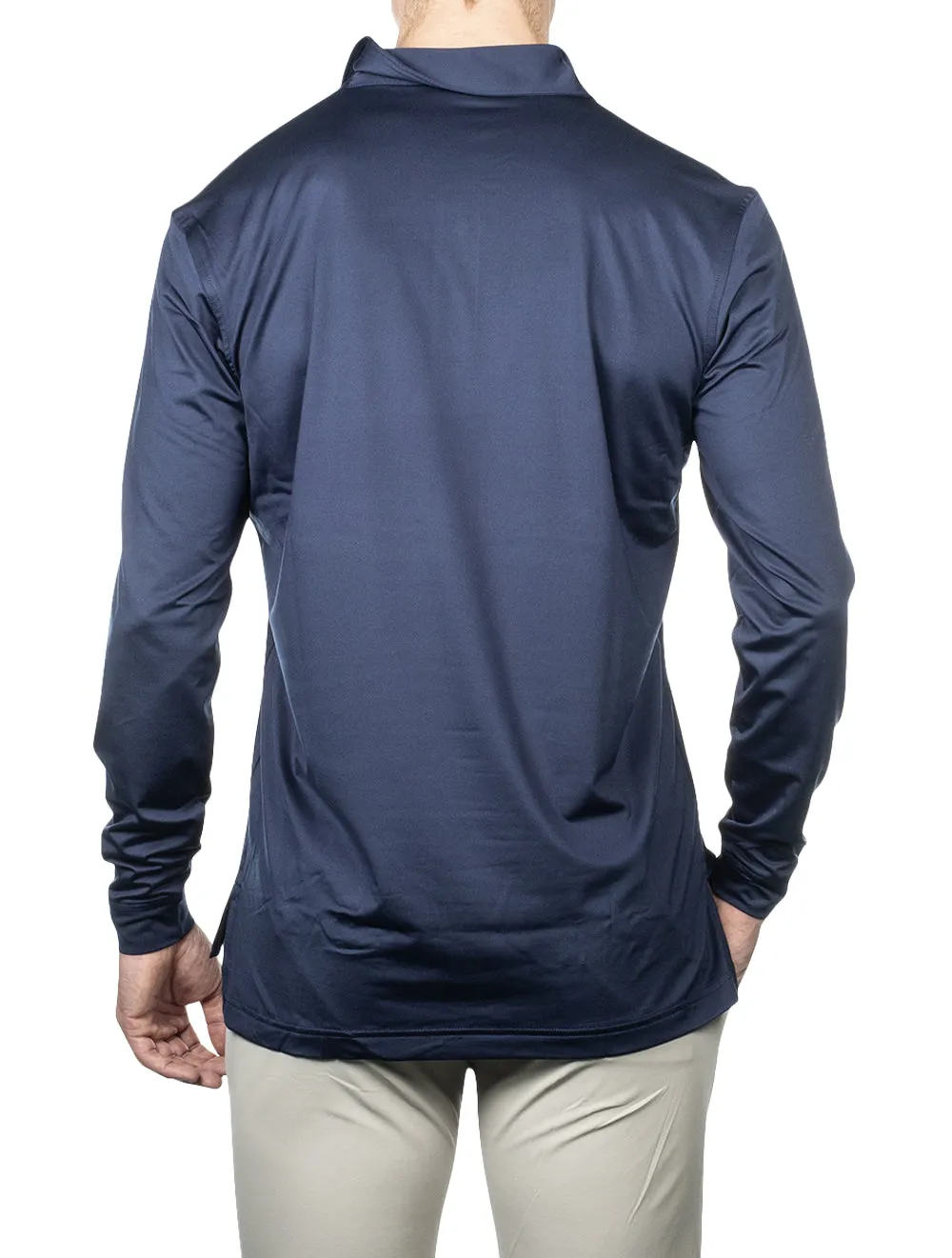 Solid Stretch Jersey Long Sleeve Polo Navy