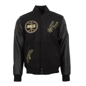 Spurs Black Gold Varsity Jacket - Mens Clothing_Pro-Standard
