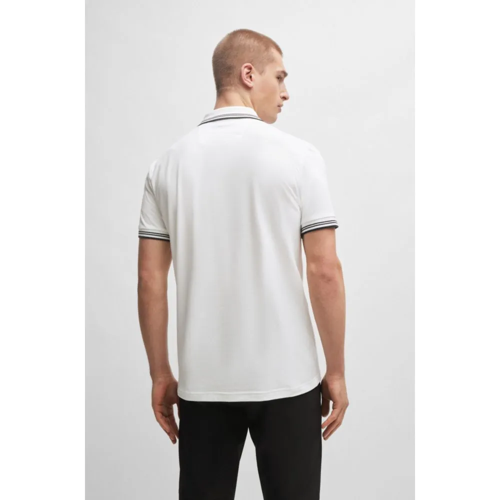 Stretch-cotton slim-fit polo shirt with branding