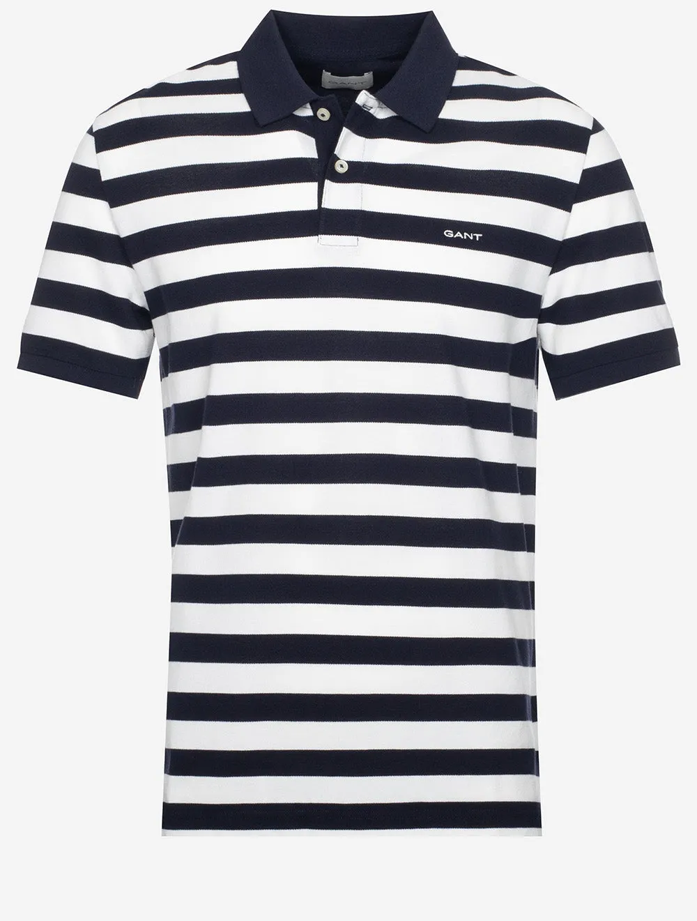 Stripe Short Sleeve Pique Polo Evening Blue