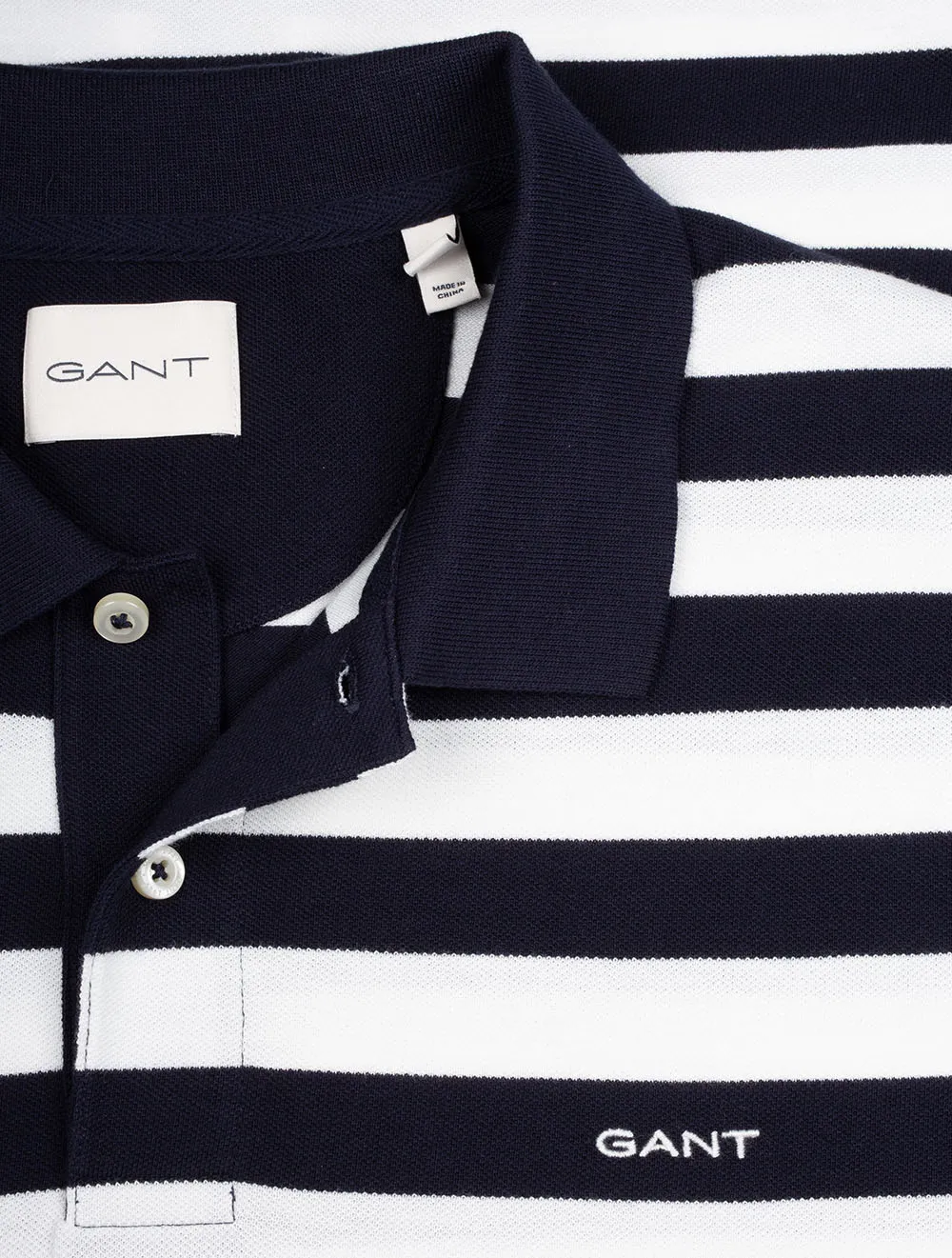 Stripe Short Sleeve Pique Polo Evening Blue
