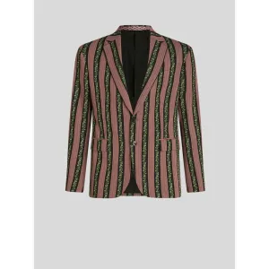 STRIPED FLORAL JACQUARD JACKET