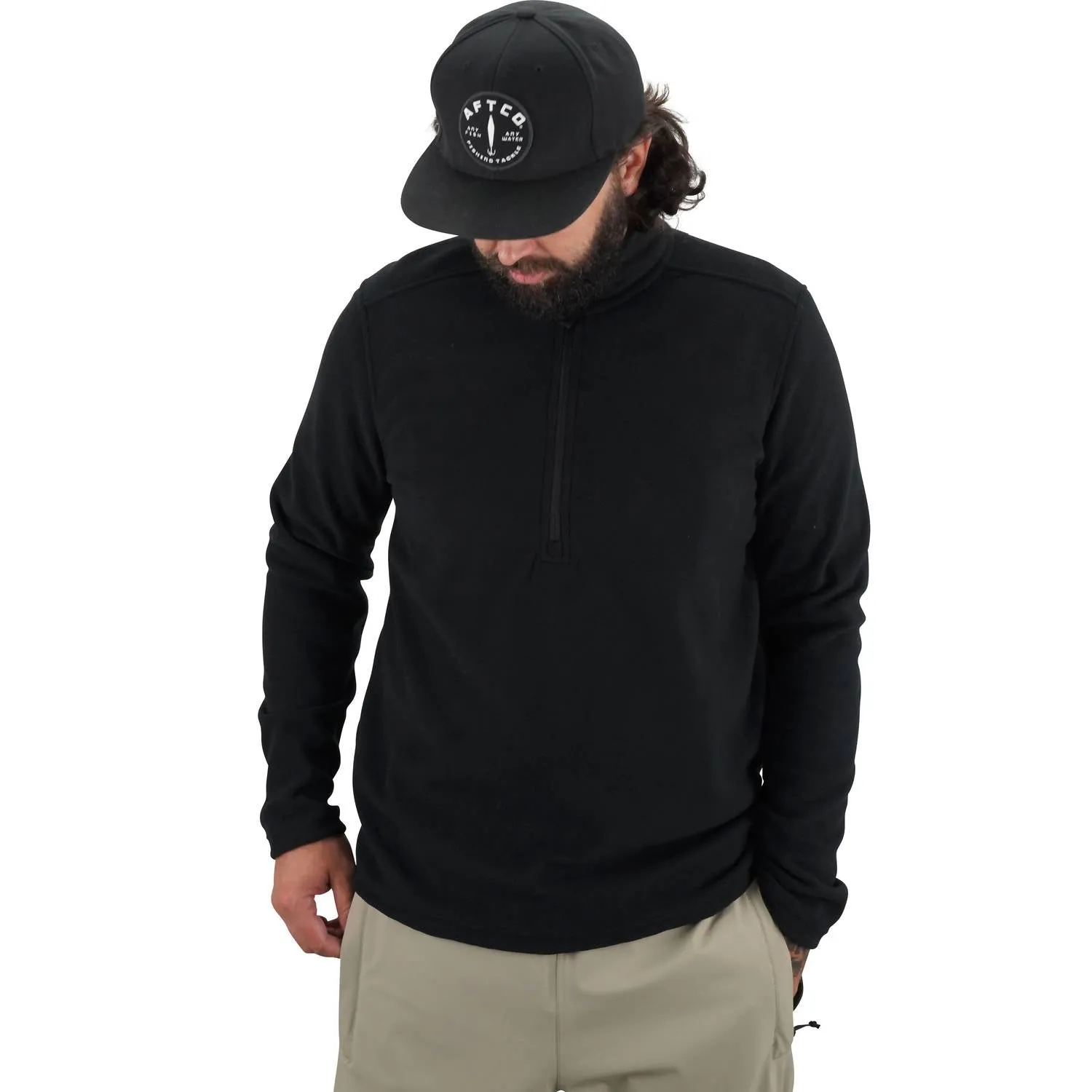 Sundown Fishing 1/4 Zip Fleece Jacket In Black