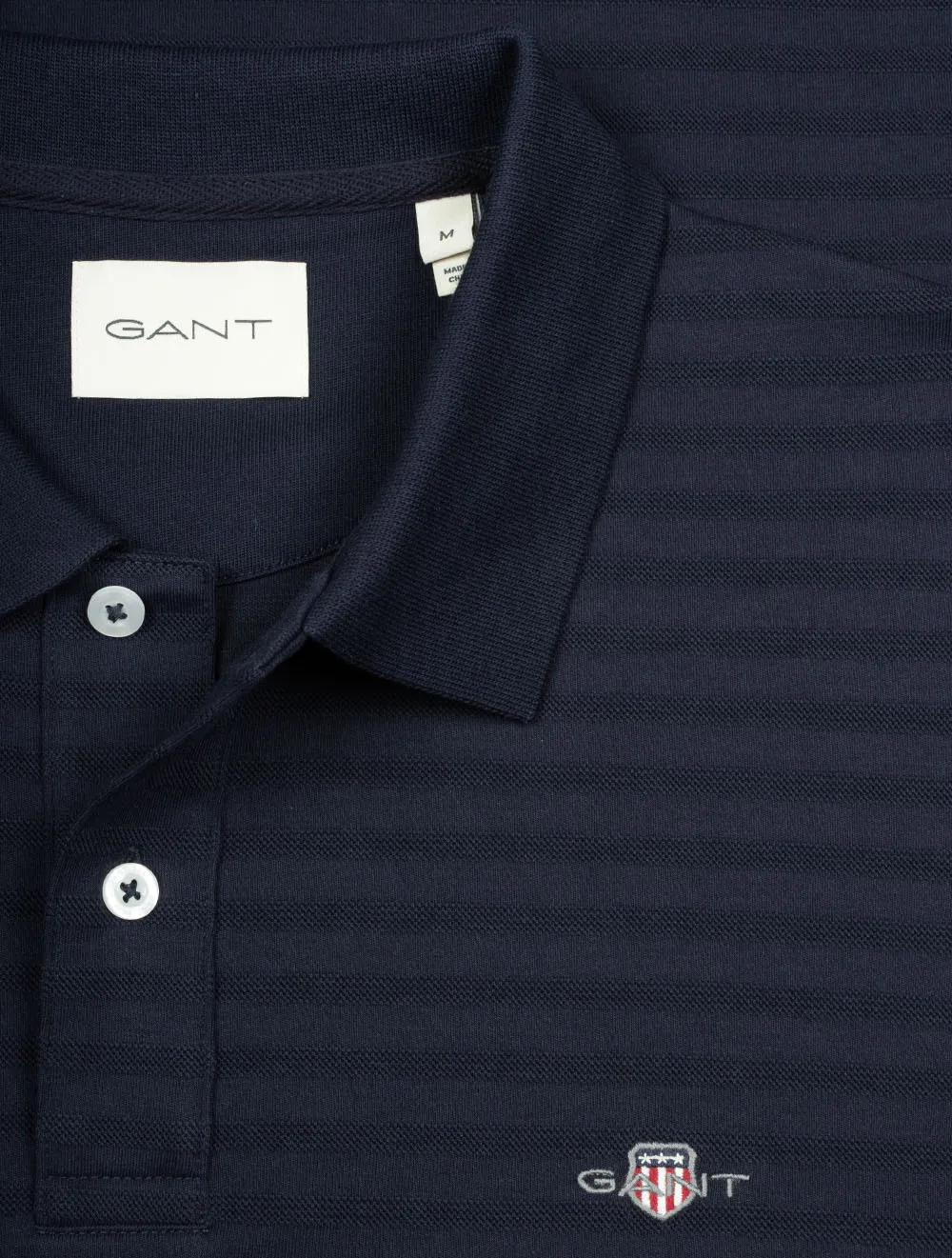 Textured Striped Cotton Regular Fit Polo Shirt Evening Blue