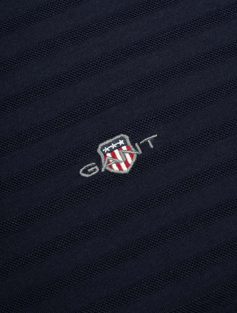 Textured Striped Cotton Regular Fit Polo Shirt Evening Blue