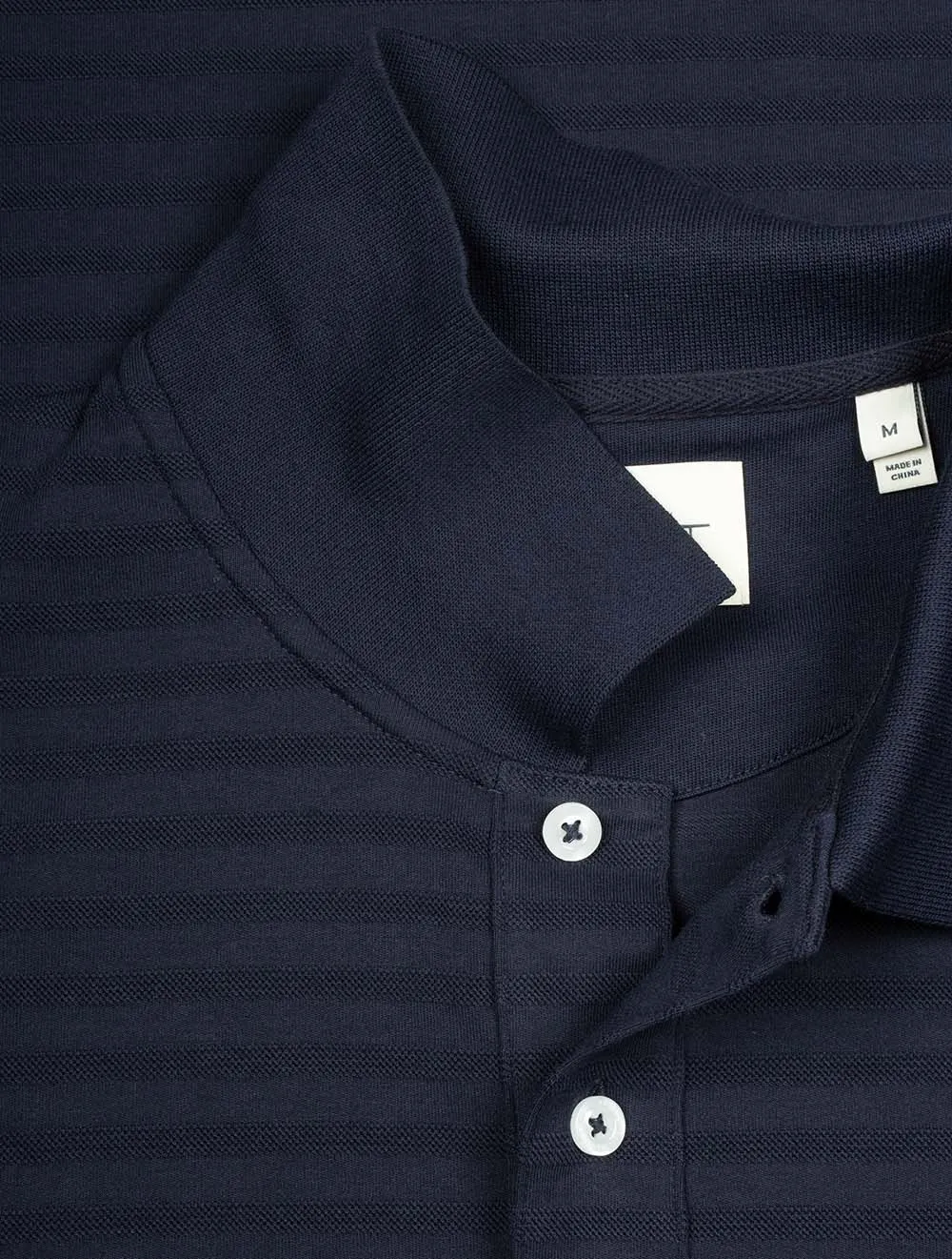 Textured Striped Cotton Regular Fit Polo Shirt Evening Blue