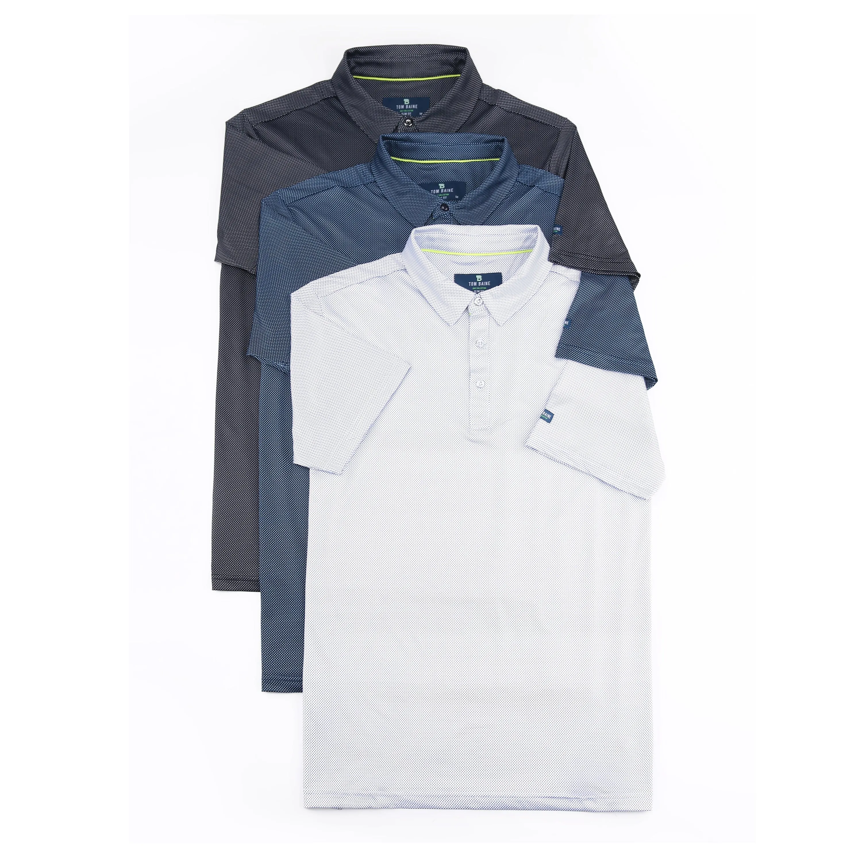 Tom Baine Men's Performance Solid Four-Way Stretch Golf Polo