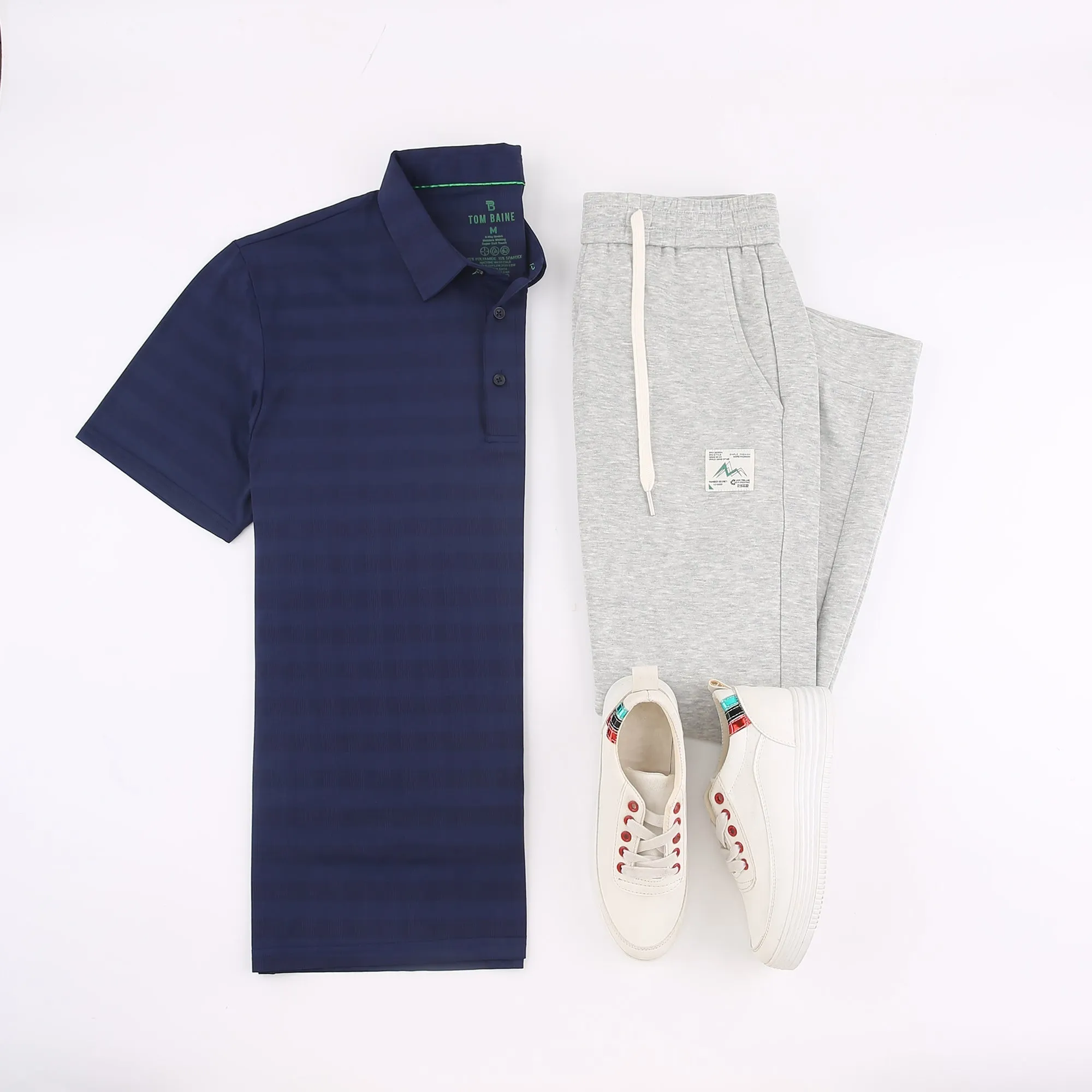 Tom Baine Performance Stretch Plaid Short Sleeve Polo