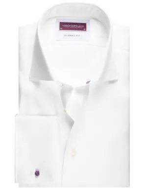 Twill Slim Fit Double Cuff Shirt White