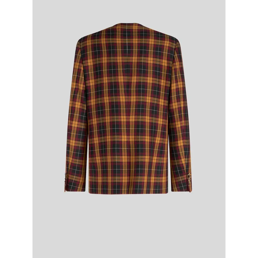 TWO-BUTTON MAXI CHECK JACKET