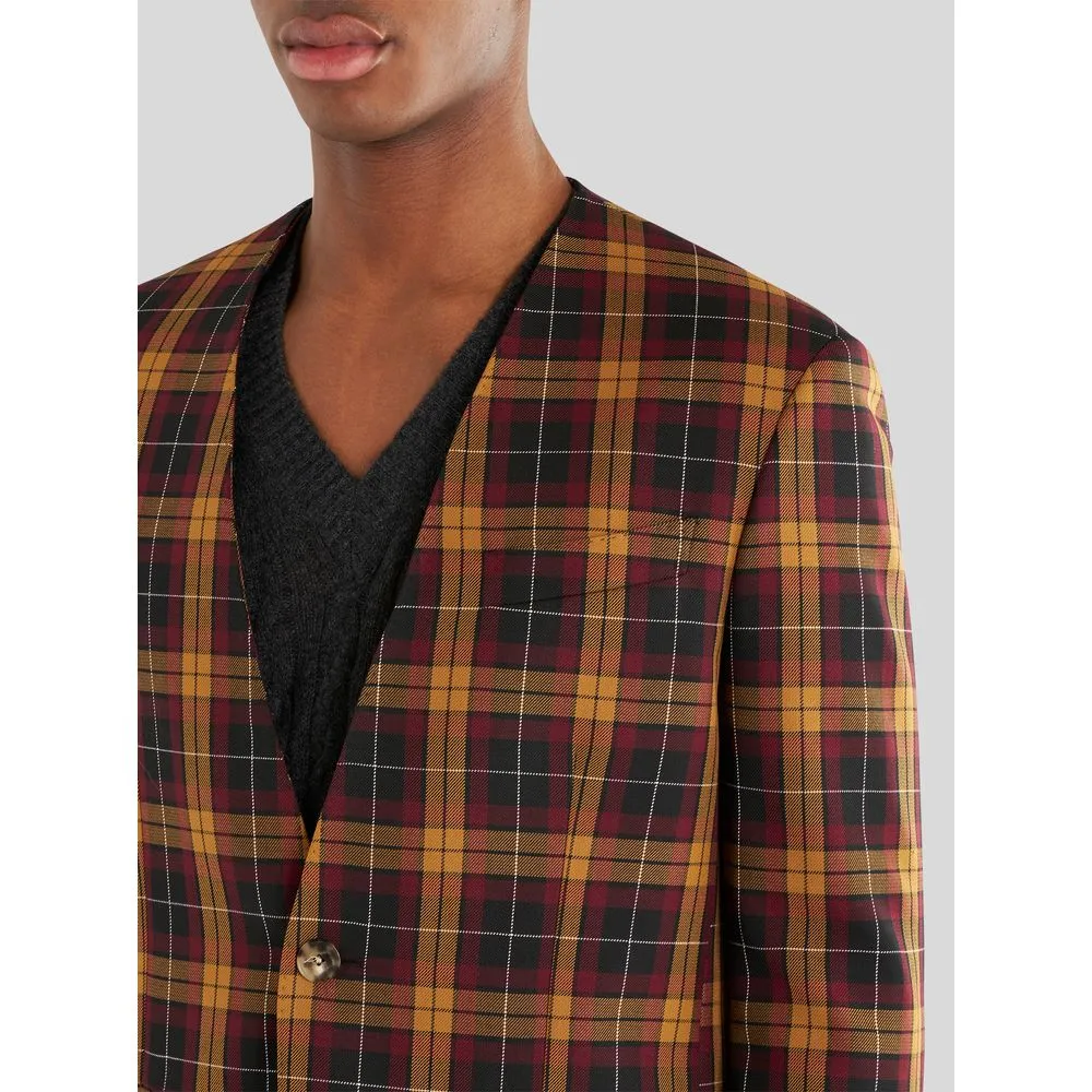 TWO-BUTTON MAXI CHECK JACKET