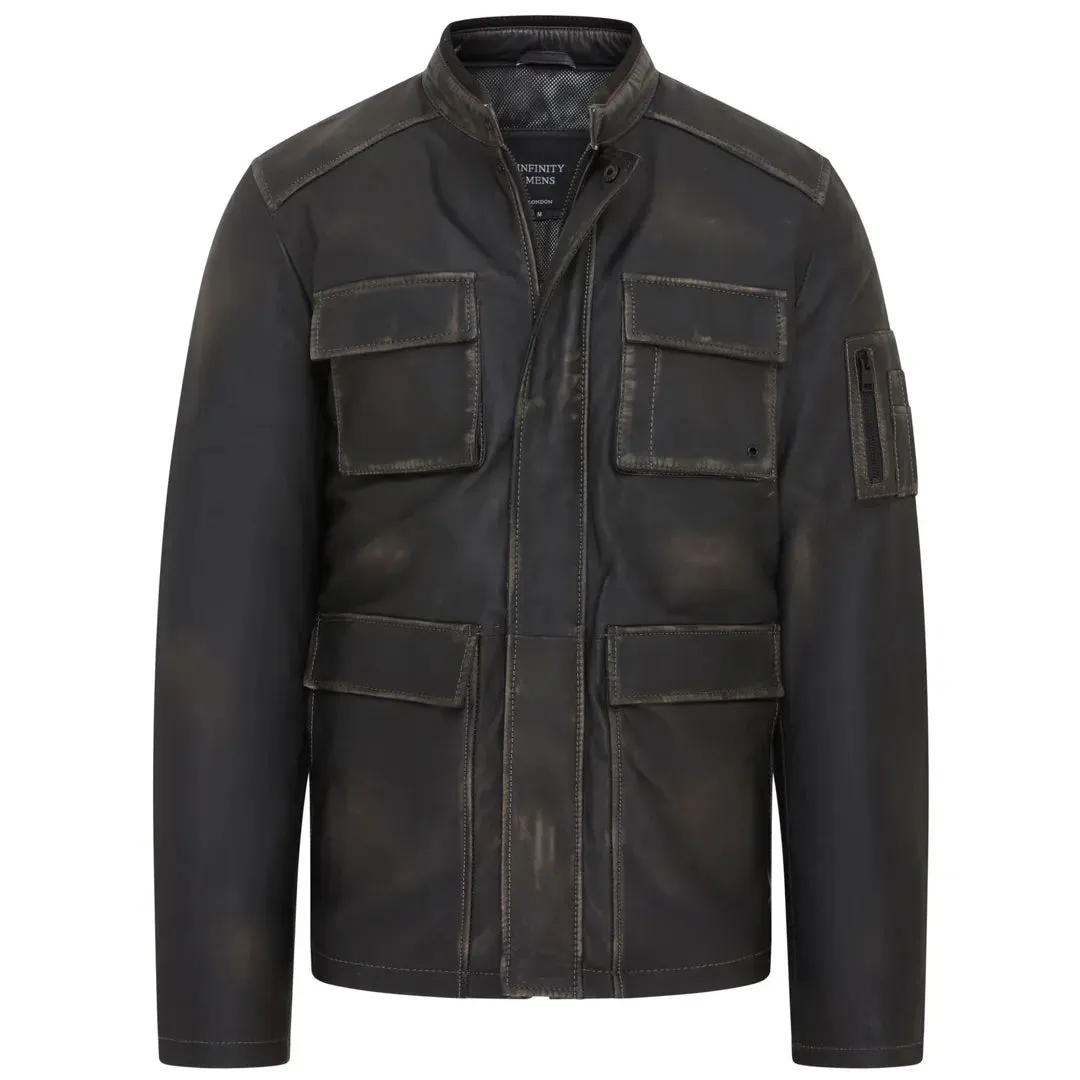 Vintage Leather Safari Parka Jacket