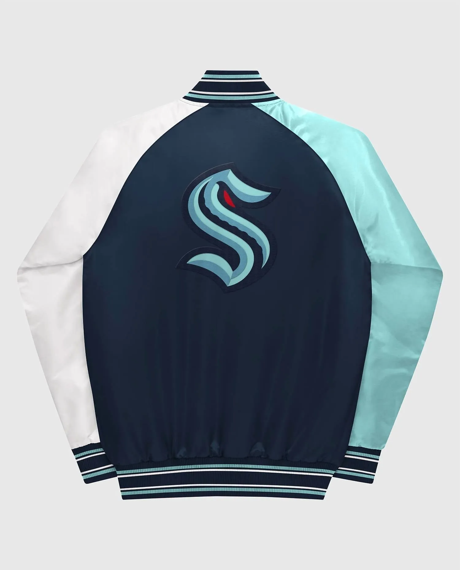 Youth Seattle Kraken Varsity Satin Full-Snap Starter Jacket In Navy